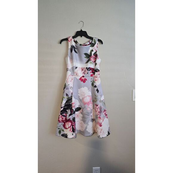 Calvin Klein Floral Fit & Flare Midi Sleeveless Dress Size 6 - Picture 2 of 8